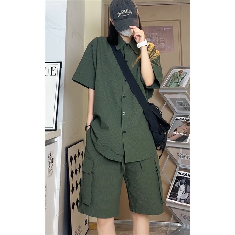 港风Cityboy工装短袖衬衫套装DC2191上衣30-DK8533裤子30【特价】,男装T恤,电商A007