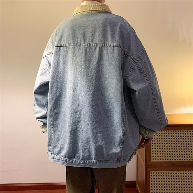 美式复古牛仔外套男秋季高街潮牌工装夹克宽松痞帅上衣JK8681-P68,男装工装外套,星座1008-2