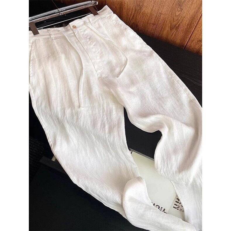 亚麻直筒男士阔腿裤韩系通勤cleanfit穿搭K08003P50，男装休闲裤，星座1004（原星座815-3）