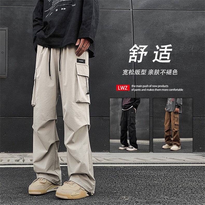 美式高街百搭加绒加厚长裤休闲垂顺工装裤K211特批38加绒特批48，男装休闲裤，星座718-1