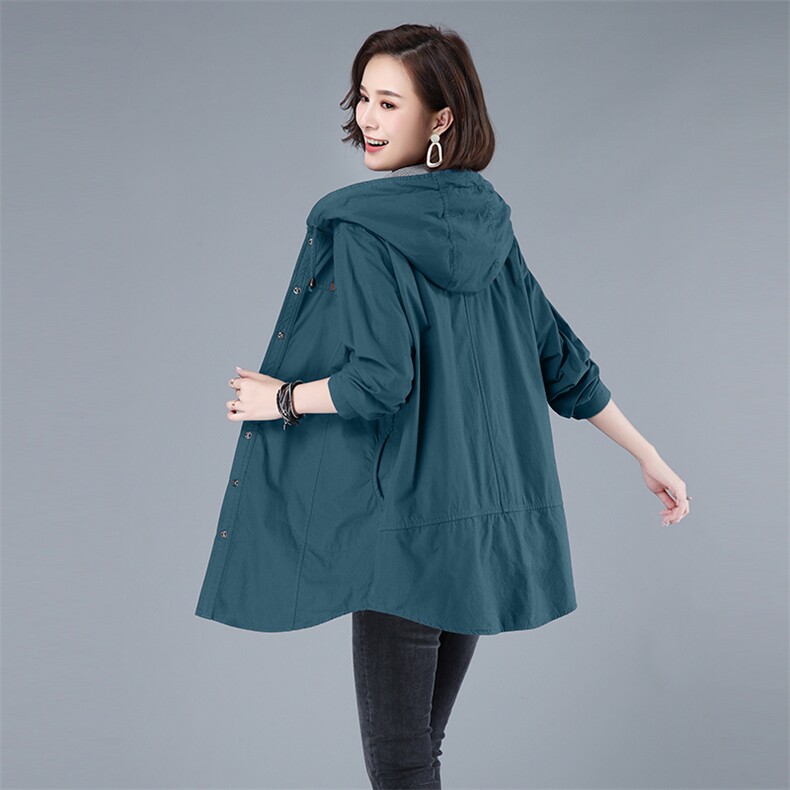 2021春秋新款纯棉休闲风衣外套中长款风衣女3133款，女装风衣，秋牧寒烟
