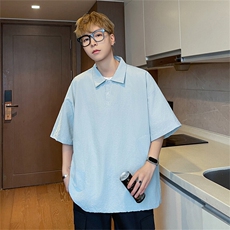 polo衫短袖男夏薄款t恤潮牌潮流港风翻领休闲宽松上衣PL0431-P38，男装T恤，星座308B-1