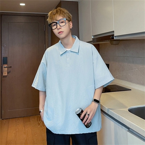 polo衫短袖男夏薄款t恤潮牌潮流港风翻领休闲宽松上衣PL0431-P38图片
