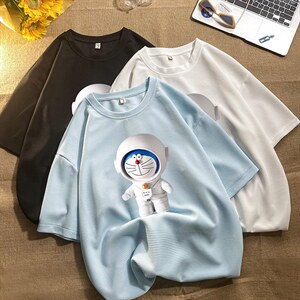 HT73233-P22 NASA叮当猫华夫格t恤男短袖男大码五分袖 毛毯图片