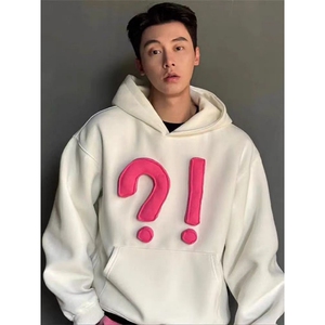 美式复古立体塞棉卫衣男春秋潮牌高街痞帅连帽衫oversize情侣外套图片