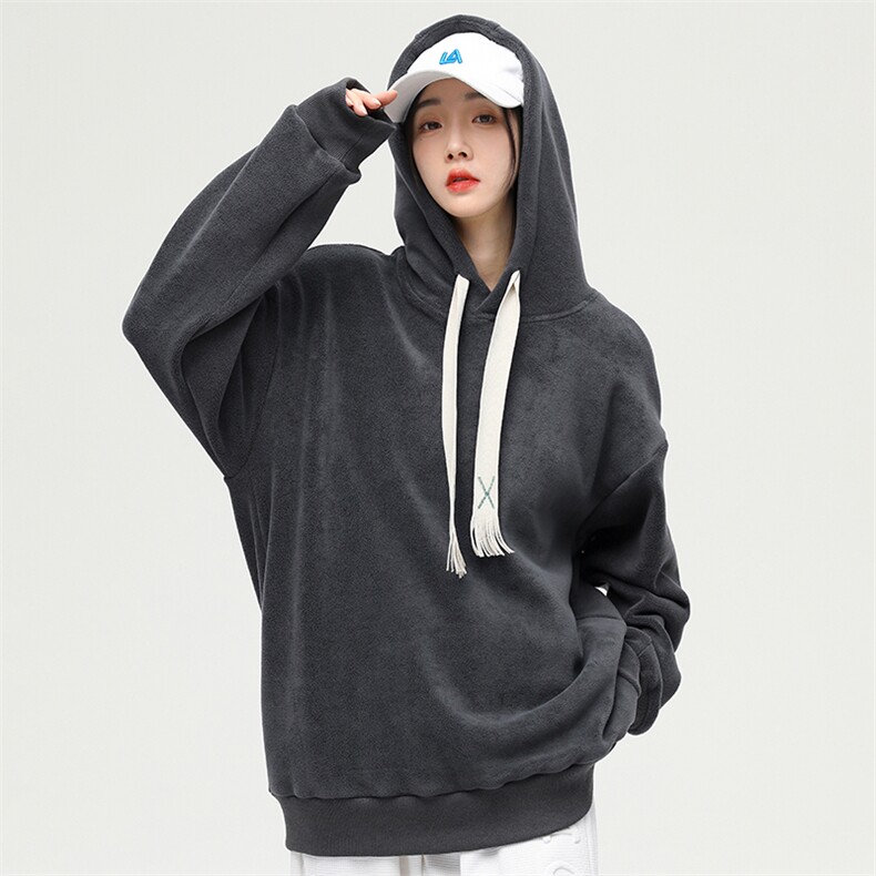 奥粒绒外套基础纯色休闲百搭连帽抽绳卫衣男女同款EY-3663-P85,女装短外套,电商B306