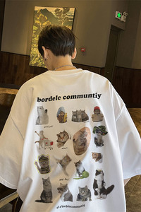 春夏新款趣味小猫满印短袖T恤大码M~5XL XZ604-DT209-P25控38图片