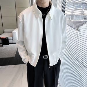 外套男潮高级感秋季垫肩行政夹克短款开衫拉链棒球服 W642图片