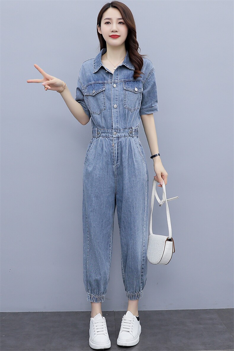 天丝牛仔连体裤女薄款2025夏季新款时尚洋气减龄小个子工装连衣裤,女装连体裤,微微衣阁