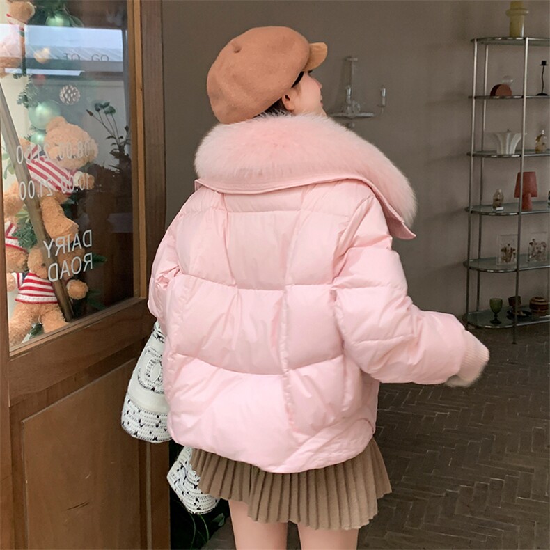【】学院风狐狸毛领加厚保暖羽绒服2B153/025/P385-K455,女装羽绒服,2B153