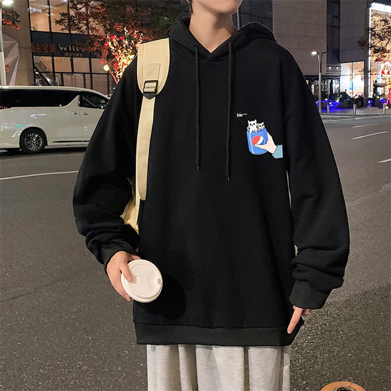 WY2262-P35纯棉连帽卫衣男大码运动帽衫宽松薄外套男,男装卫衣,电商A040