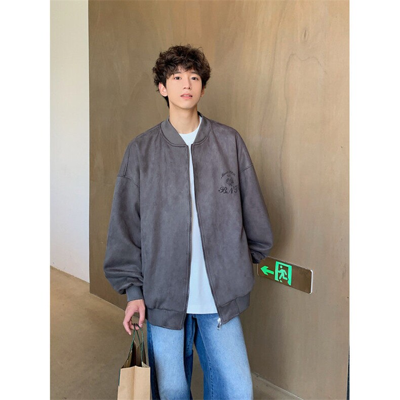美式麂皮绒棒球服外套复古宽松潮牌夹克XZ609-WT2325-P70-控128,男装夹克,星座609