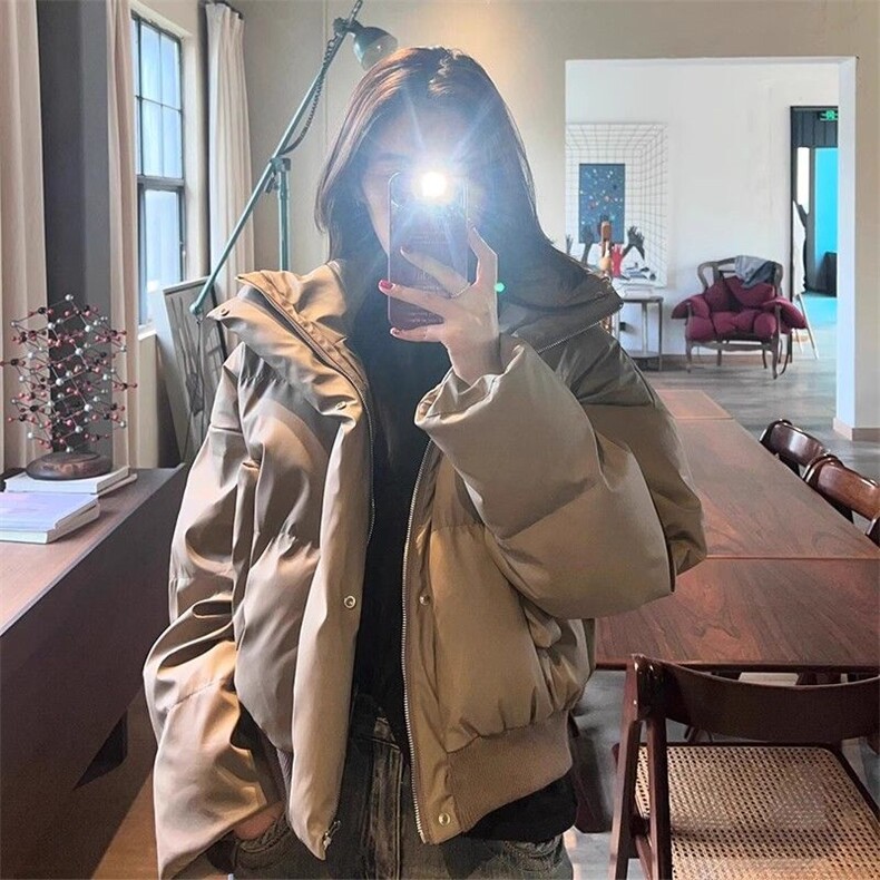 pu皮衣外套棉服男女短款加厚美拉德复古面包服棉衣8827-P105网图图片