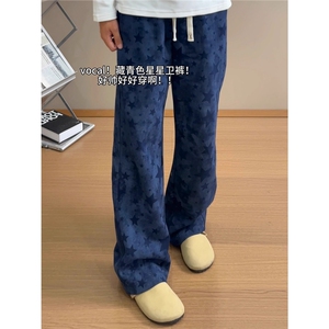 星星弯刀卫裤男女秋冬季美式阔腿裤子高个子加长休闲裤LCK166-P39