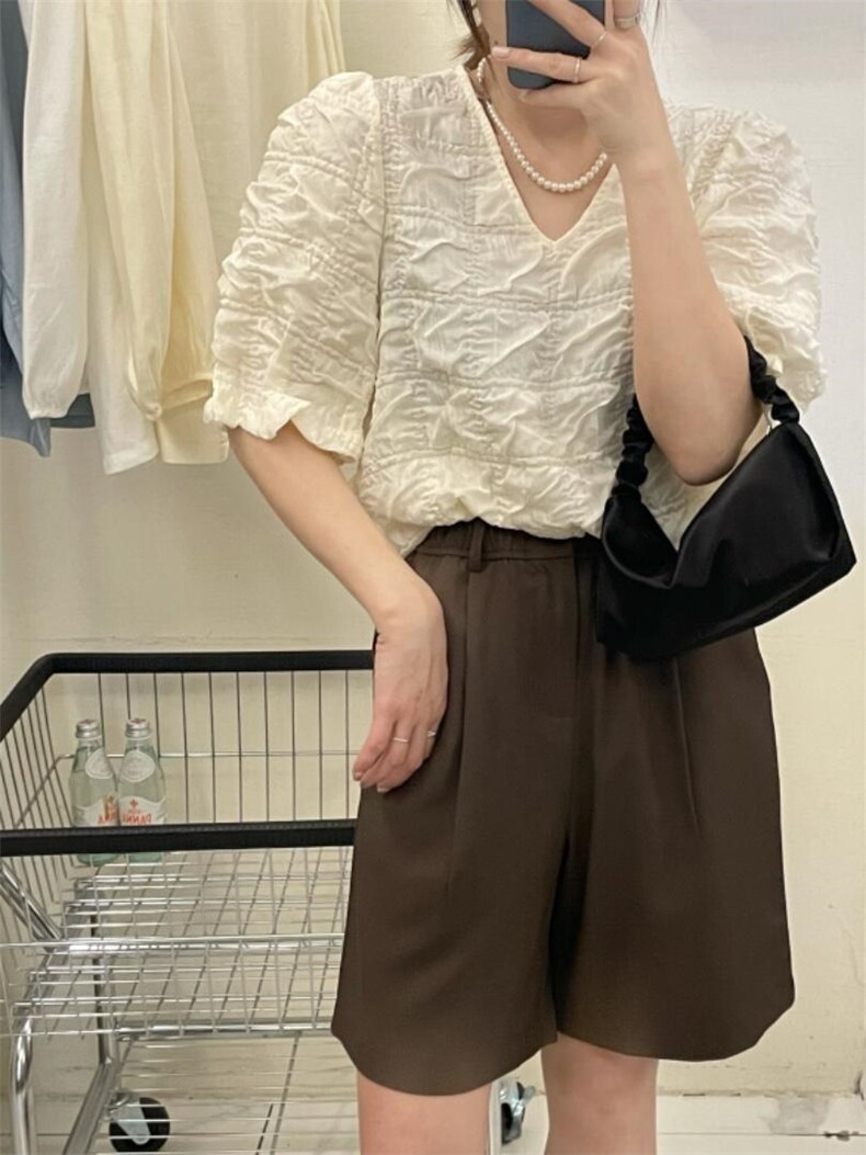 V领泡泡小衫，其它，晶晶