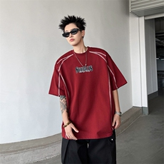 CR0277-P35美式短袖t恤男夏季新款线条设计感宽松休闲潮流百半袖，男装T恤，电商C233