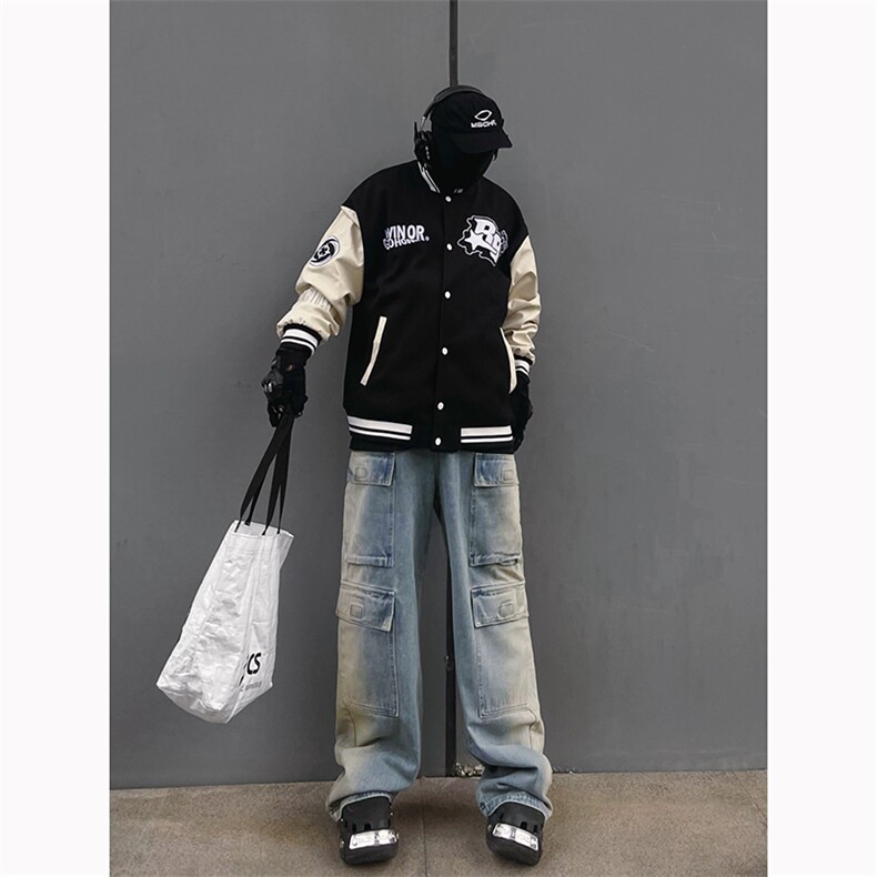 B221美式ins高街暗黑小众渐变色宽松工装牛仔裤LK23143-P80控108,男装牛仔裤,电商B221