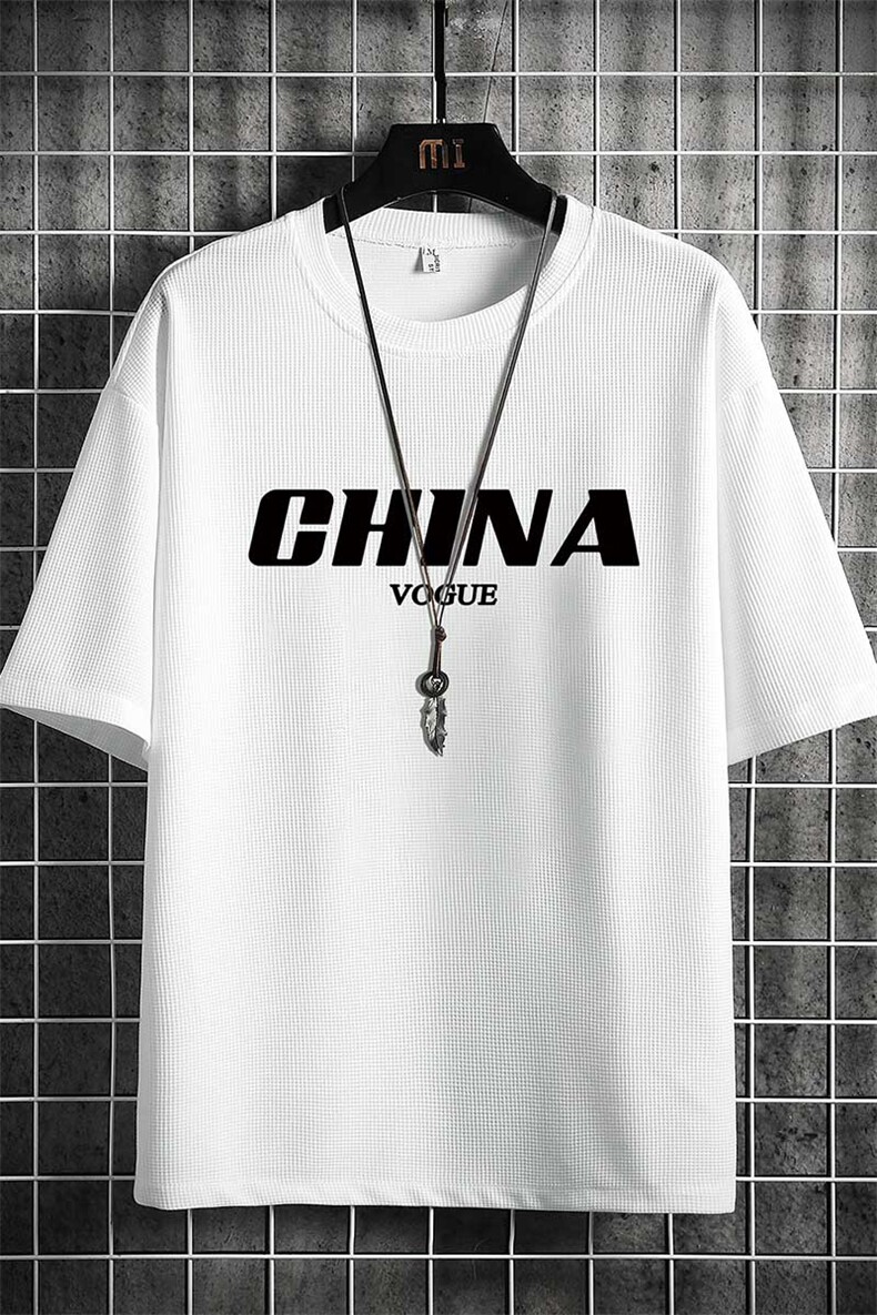 HT73001-P22华夫格t恤男短袖男大码五分袖网格,男装T恤,电商A040A