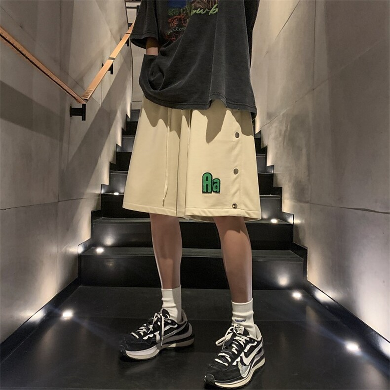 2023夏季排扣短裤潮牌宽松休闲裤运动裤313A-1-KK285-P45控价58,男装休闲裤,星座808A-1