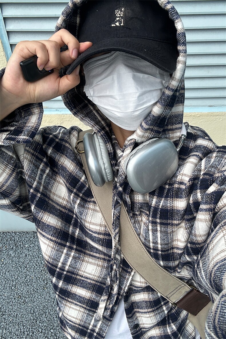 380G磨毛秋冬新款格纹连帽衬衫加厚磨毛格子外套CS328-P48,男装衬衫,星座301C-5