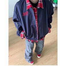 美式小众格子拼接假两件外套男女春季复古工装飞行员夹克棒球服潮，男装夹克，星座1210-1