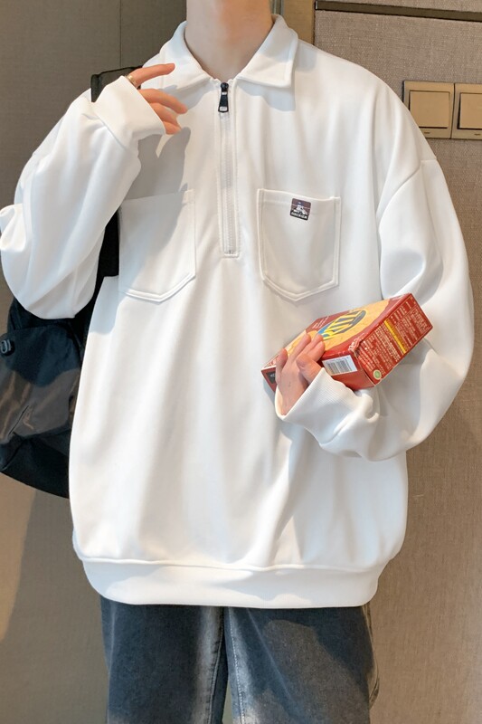 半拉链polo衫卫衣秋冬季加绒加厚上衣潮流ins宽松外套EW2169-P33,男装卫衣,星座512-4