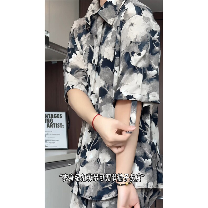 短袖衬衫男+短裤男套装男100%聚酯纤维M-5XL大码TZ78723P50控98,男装牛仔裤,星座226-1