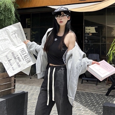 抖音得物高品质秋冬美式高街重磅结构辑明线纹理连帽卫衣外套W111，女装短外套，电商A486-1