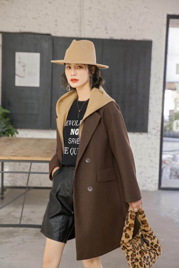 秋冬新款-韩版假两件戴帽大衣，其它，依歌贝诺