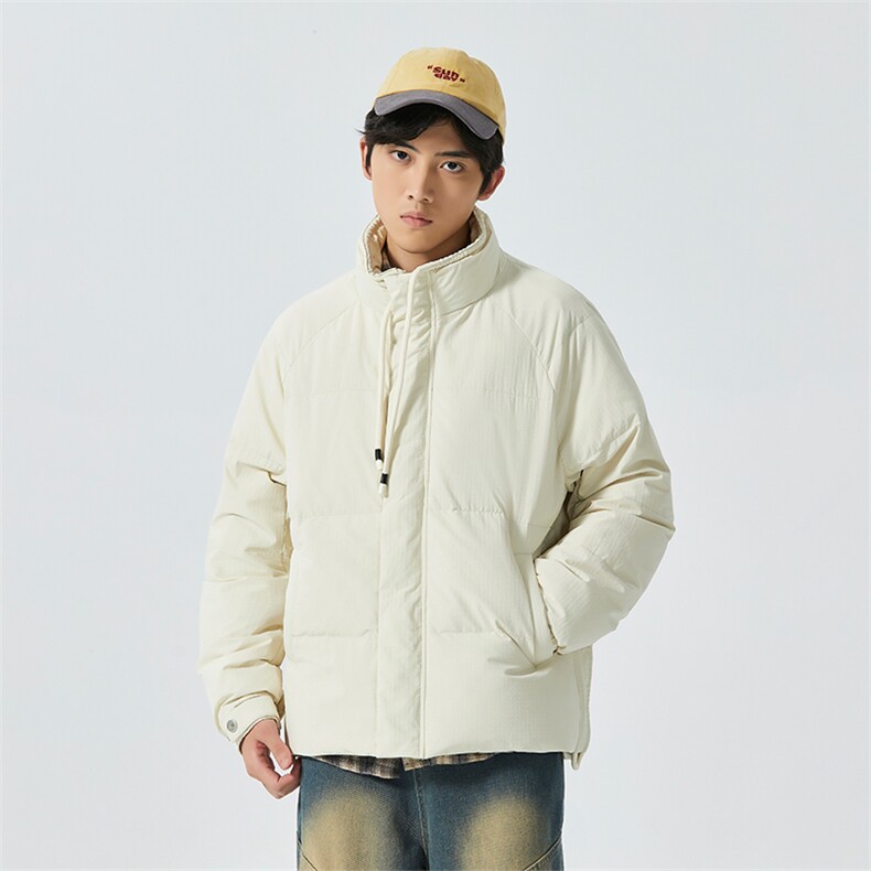 新标90%白鸭绒简约立领抽绳外套纯色加厚羽绒服ESY0205-P210,男装羽绒服,电商B306