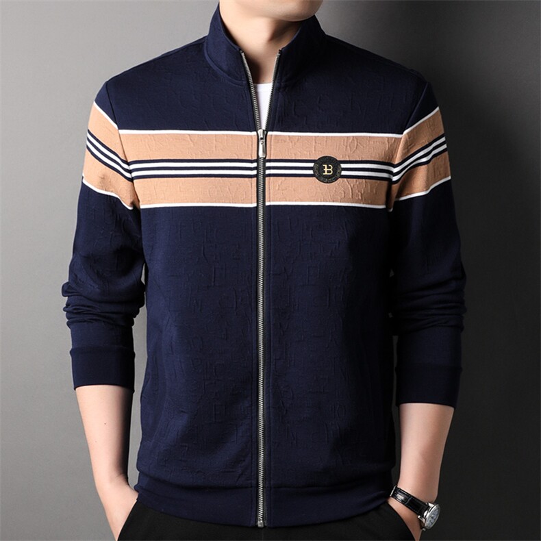 男士毛衣2023新款外套商务休闲男装中年爸爸装春秋季立领针织开衫,男装针织衫/毛衣,电商B212（原钱塘6029）