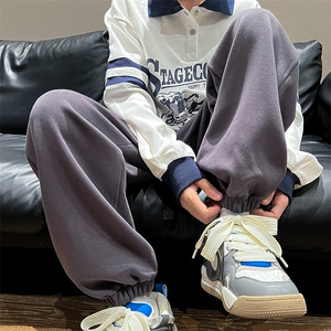 港风秋冬长裤宽松休闲扣带松紧腰束脚卫裤K23303-P40控58图片