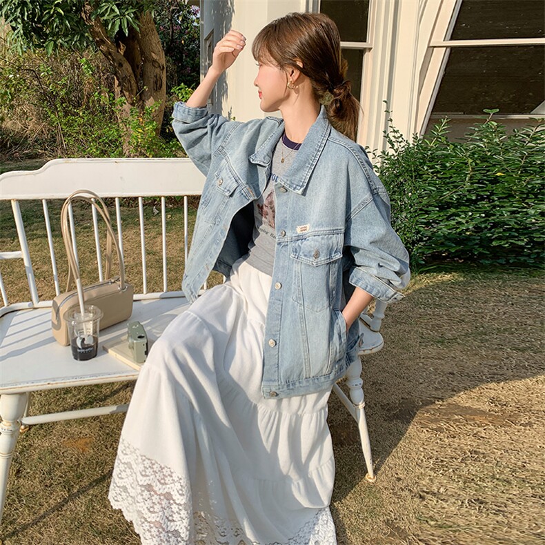 2026春装有货蕾丝标OVERSIZE牛仔外套2C090-1823-P140-K198,女装短外套,2C090