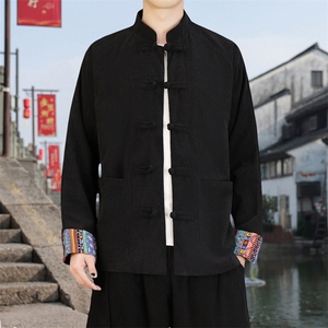 男士外套灯芯绒夹克盘扣立领唐装风 XZ1512-2502单夹克-P80图片