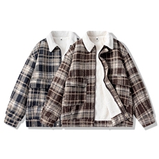 冬装加绒加厚保暖格子男士棉袄棉服情侣羊羔毛呢棉衣M8002-P120，男装棉衣，电商A006