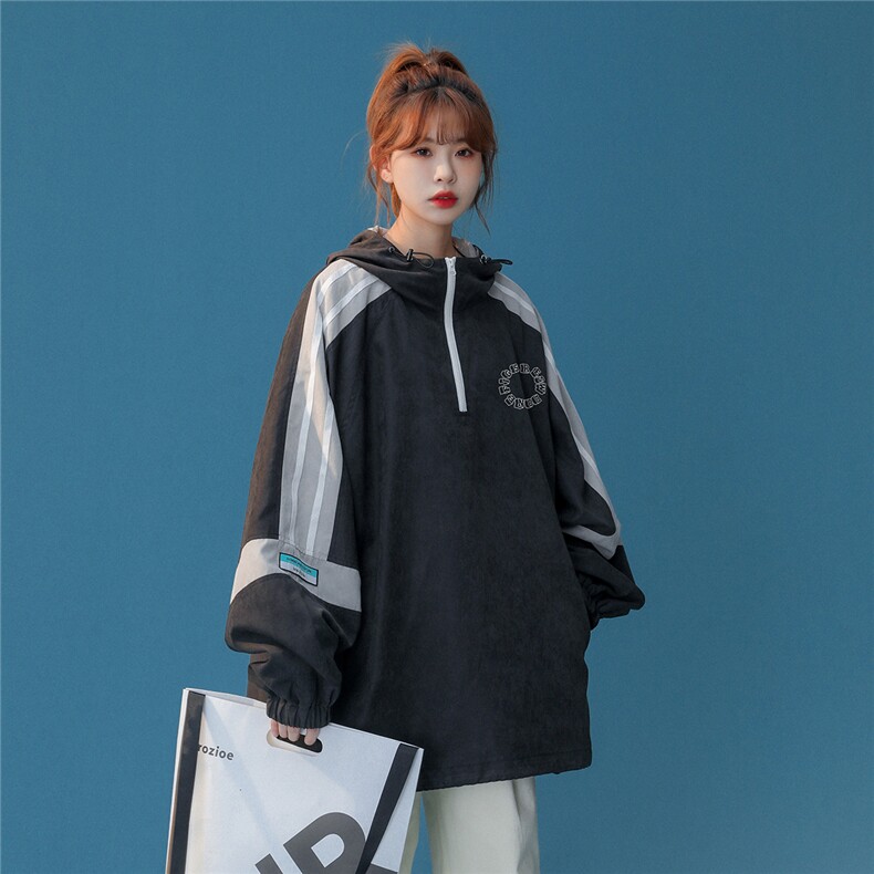 中性风2026新款设计感半拉链连帽冲锋衣夹克外套JK638P65控88,男装夹克,A247A