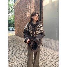 抖音得物秋冬新款开衫毛衣美式复古休闲慵懒风V领针织衫男外套潮，男装针织衫/毛衣，电商A443