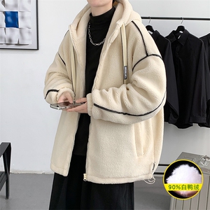 冬装港风百搭羊羔绒连帽外套羊羔毛羽绒服男女 8153-P195 控价268图片
