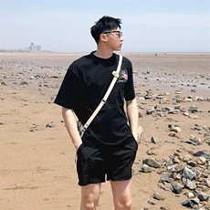 万针全刺绣工艺抖音得物高品质260克重磅纯棉双纱美式高街短袖T恤，男装T恤，电商A486