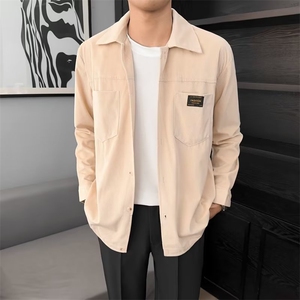 港风灯芯绒加厚长袖衬衫男春秋季新款大码衬衣外套潮牌上衣服Y43