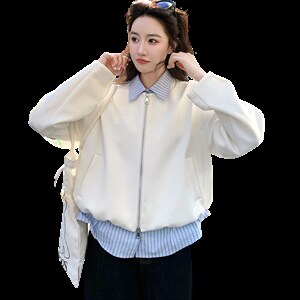 2026新款春季纯色条纹拼接假两件外套 2D009-2601P160控258图片
