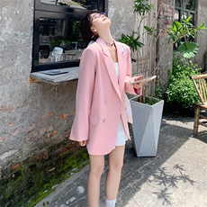 温柔风粉色甜美减龄西服女春季2025新款休闲小个子高级感西装外套，女装短外套，浙宝189