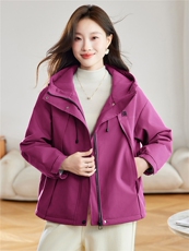 时尚连帽加绒加厚棉服外套女2025秋冬新款宽松显瘦短款派克服棉衣，女装棉衣/棉服，沐七七