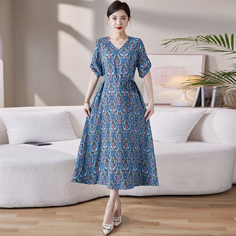 2023新款时尚优雅韩版长款专柜品质高档真丝连衣裙，女装连衣裙，媚琳依坊