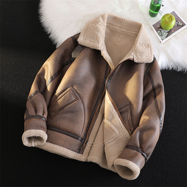 毛毯风冬季保暖外套皮毛一体加厚羊羔毛领翻领夹克8913-p245，男装夹克，星座815-1（原A203A）