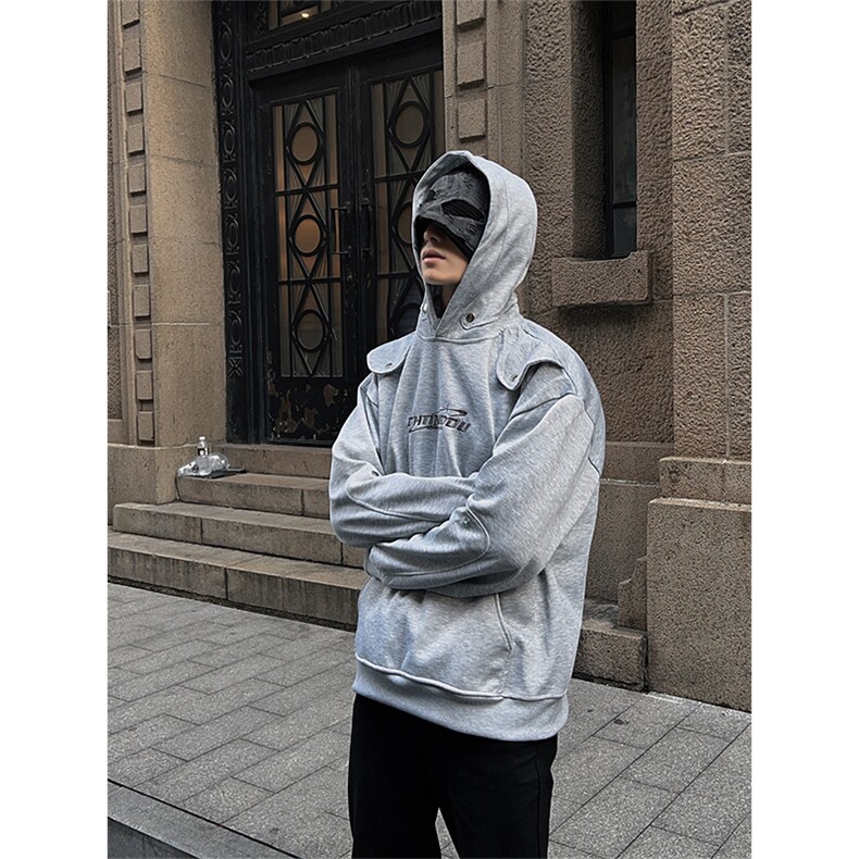 自家图，垫肩cleanfit卫衣男连帽重磅外套设计感小众WYB01-P60,男装卫衣,星座1007（原301D）