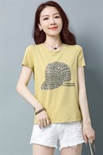 板酷2026夏装新款时尚短袖宽松烫钻镶钻装饰T恤B631，女装T恤，板酷