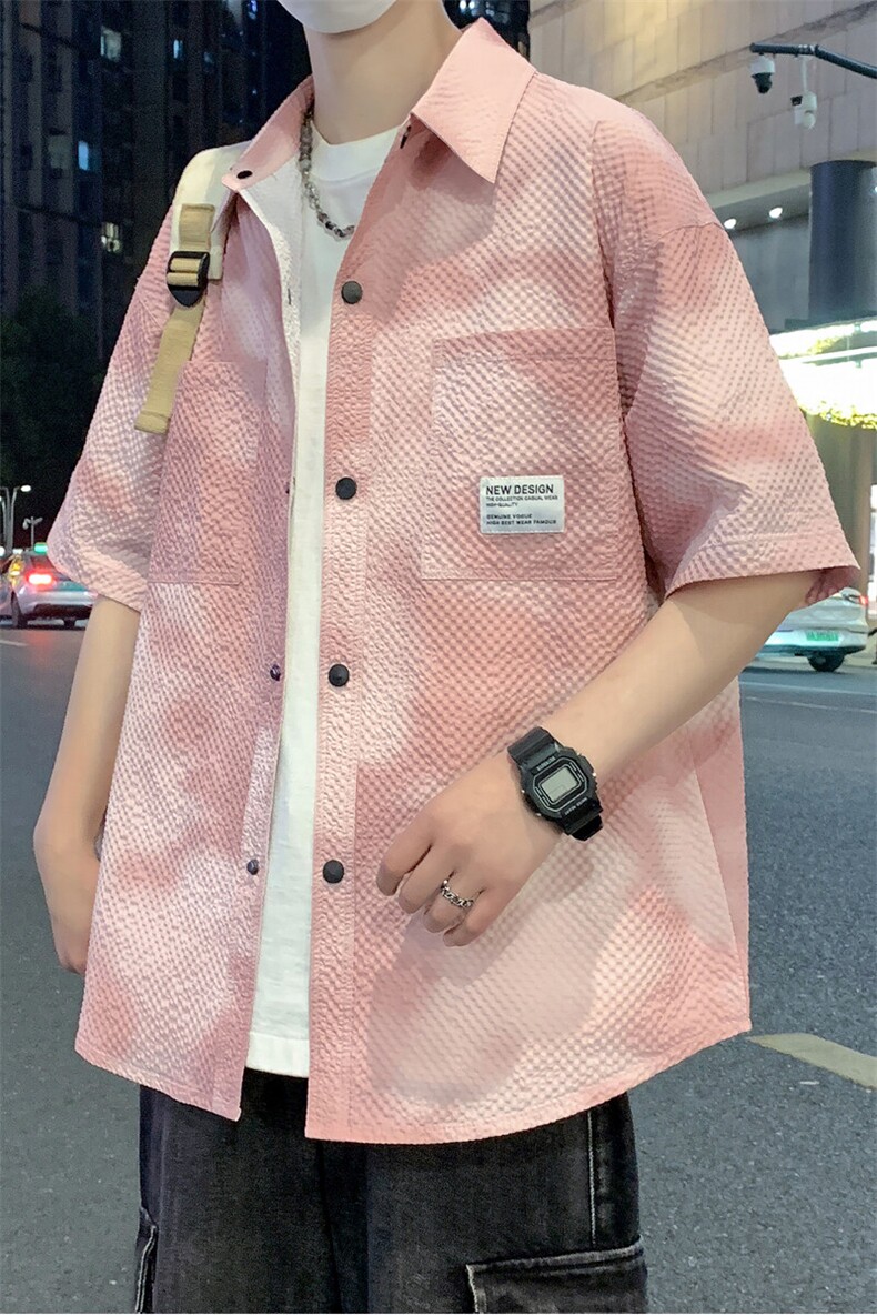 五分袖衬衫夏季新款短袖衬衣宽松休闲韩版外套半袖A436-T15-P45,男装衬衫,电商A436