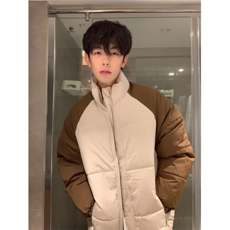A451-P95冬装外套港风撞色立领棉衣上衣棉服男女同款,男装棉衣,星座911