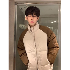 A451-P95冬装外套港风撞色立领棉衣上衣棉服男女同款，男装棉衣，星座911